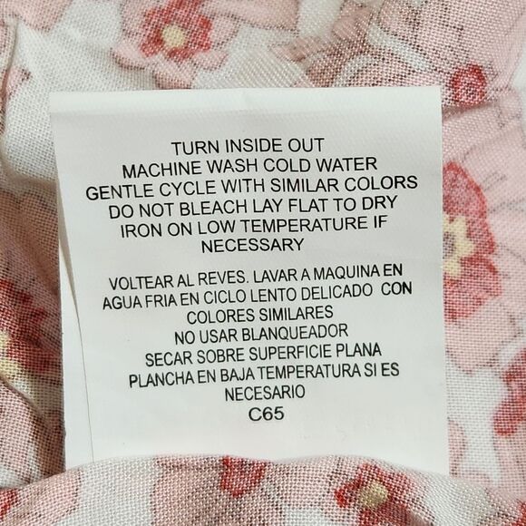 As U Wish Hi Low Dress Flutter Sleeve Tie Back Pink White Floral Small NWT - Picture 8 of 12